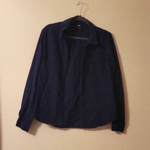 Paige blue black flannel button down large